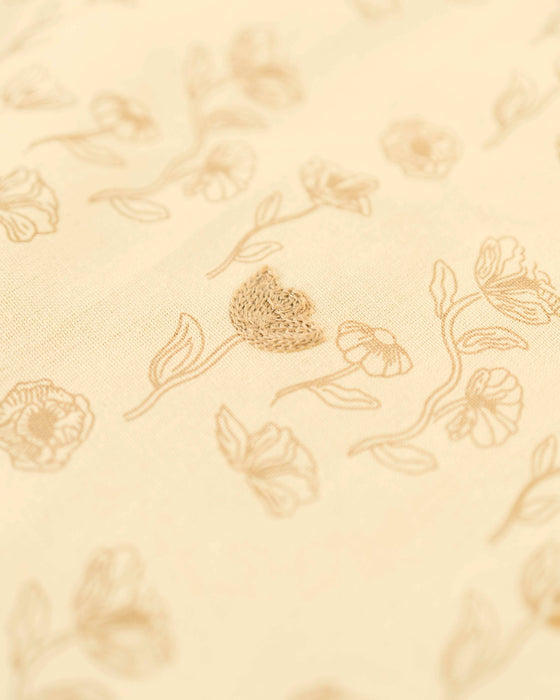 Yellow Poppy Embroidered Tea Towel