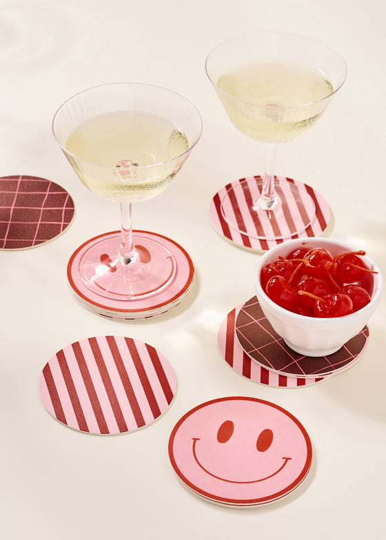 Peach and Tomato Smile Coasters - Set of Four