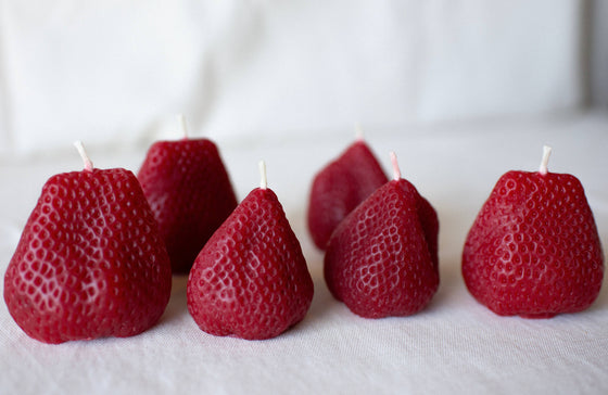 Beeswax Large Strawberry Candles - Set of 2 