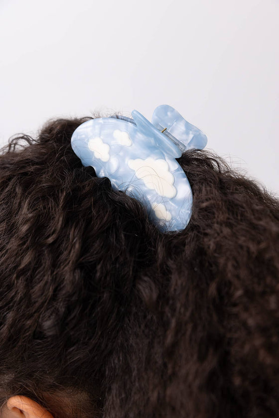 Sky Blue with White Clouds Hair Clip