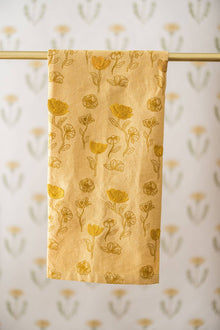  Yellow Poppy Embroidered Tea Towel