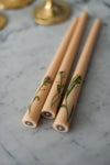 Floral Inlaid Taper Candles - Set of 3