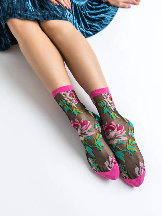 Sheer Floral Socks