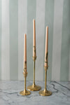 Floral Inlaid Taper Candles - Set of 3