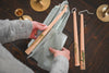 Floral Inlaid Taper Candles - Set of 3