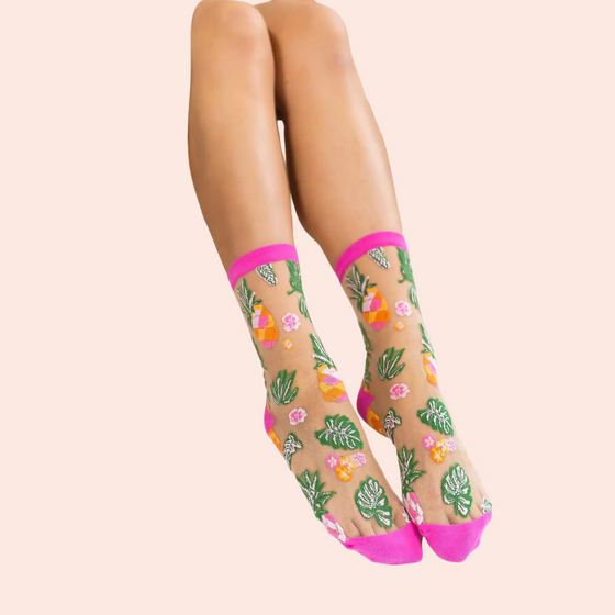 Sheer Floral Socks