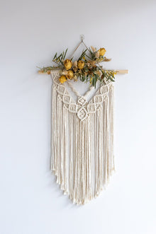  Macrame Wall Hanging + Dried Flowers in Yellow