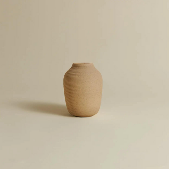 North Palm Ribbed Ceramic Vase