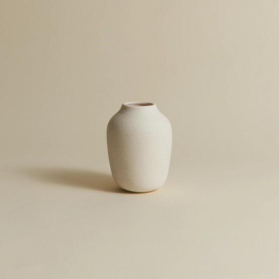 North Palm Ribbed Ceramic Vase